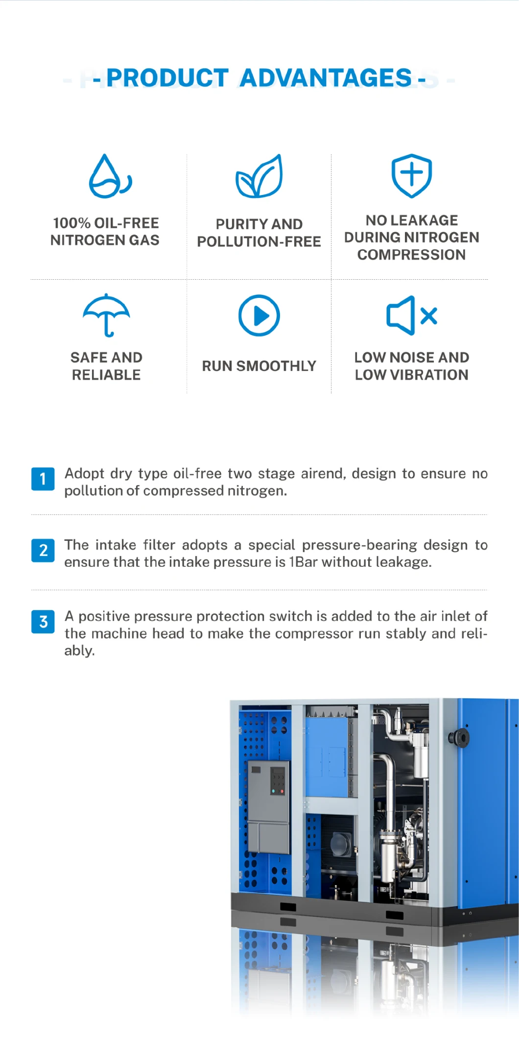 90kw 45kw SCR Pure and Pollution-Free Custom Nitrogen Air Compressor