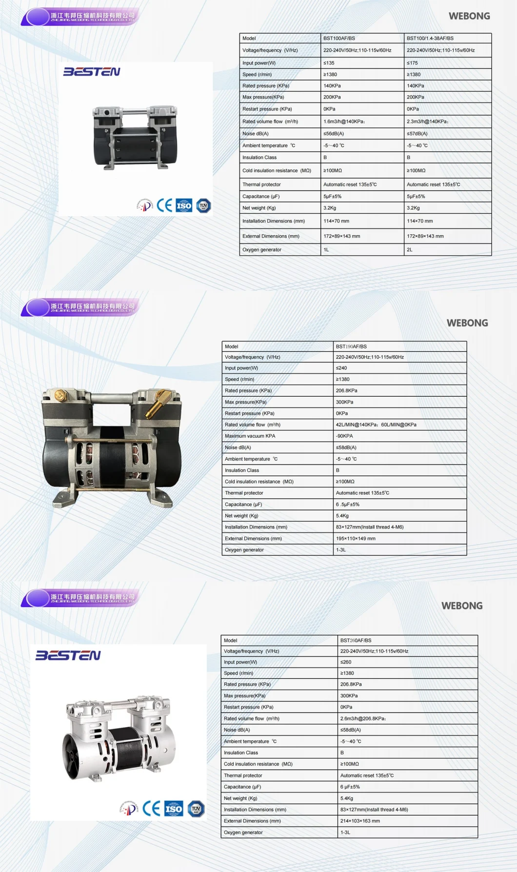 Besten Silent Oil-Free Gas Booster Oxygen Compressor Nitrogen Booster 750W 1HP 2HP 3HP 4HP 12bar AC380V / 50Hz 220V-240V / 60Hz